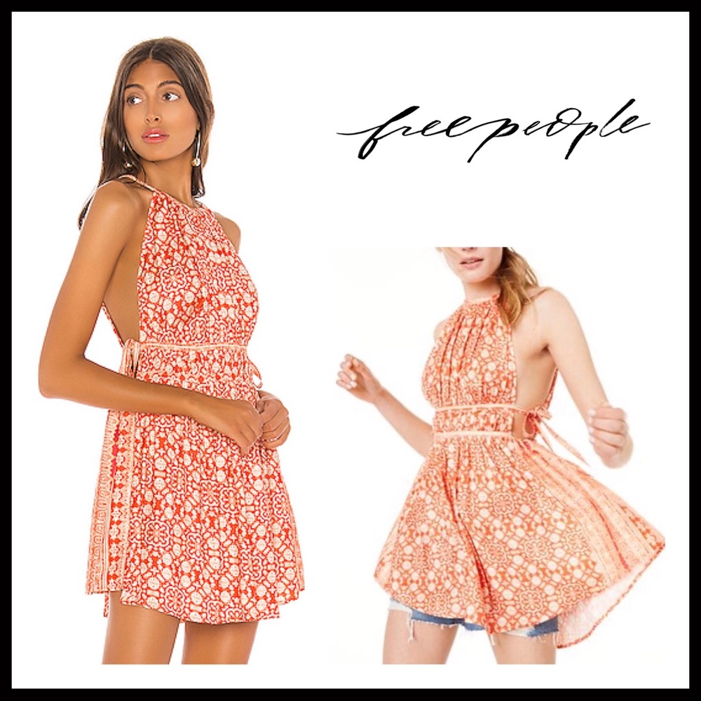 FREE PEOPLE BOHO PRINT FLOWY TUNIC MINI DRESS A2C - Picture 1 of 16